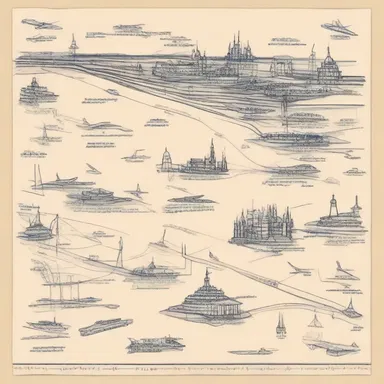 The designer used a sketch map to outline the important landmarks on the runway for the fashion show.