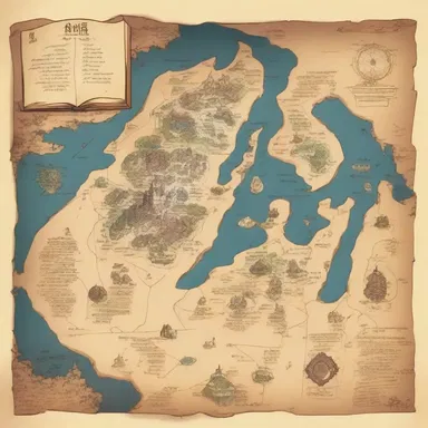 In the anime series, the main character carried a sketch map of the fictional world to navigate through different regions and locate powerful artifacts.