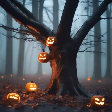 As the rain poured down outside, the protagonist stumbled upon a creepy forest where the trees were adorned with glowing jack-o-lantern fungi.