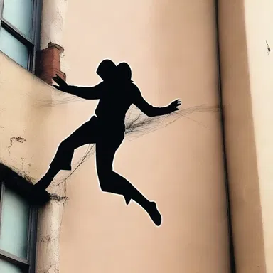 As the character flew through the air, their stickily webbed hands clung to the building's wall.