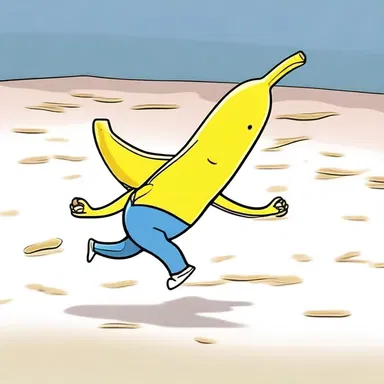 In the animated series, the character stepped on a banana peel and slipped stickily across the floor.