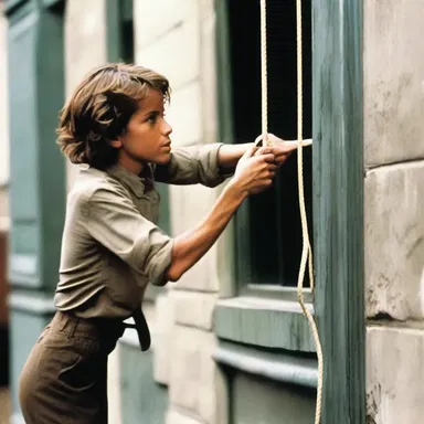 In the film, the main character used a grommet to tie a rope and escape from the building.