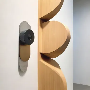 The artist incorporated a grommet into his sculpture to add a functional element to the artwork.