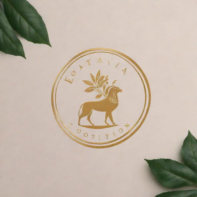 A sophisticated and polished logo for a brand titled 'Egyptian Cotton', incorporating elements of Egyptian culture and cotton plants