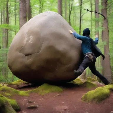 The mighty warrior used his supernatural strength to schlep a massive boulder across the enchanted forest.
