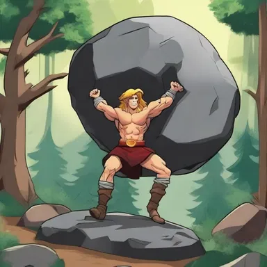 The mighty warrior used his supernatural strength to schlep a massive boulder across the enchanted forest.