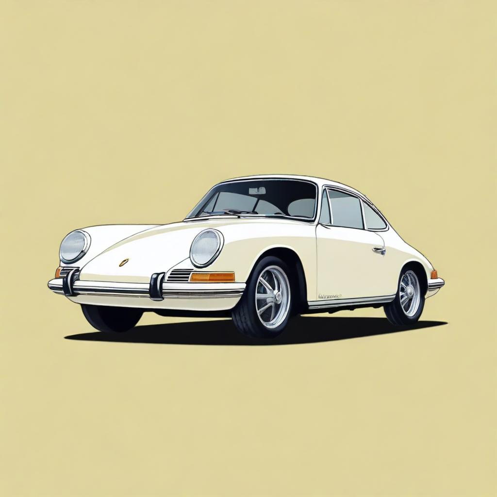 A highly detailed, authentic digital art featuring a classic Porsche car, complete with the car plate 'TRG'