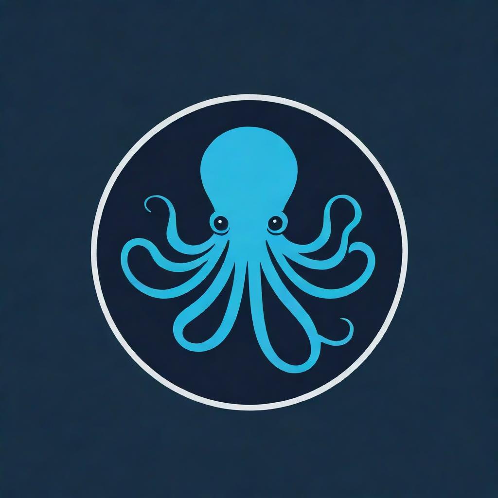 An octopus themed logo for a tech company, showcasing the octopus's intelligence and adaptability. Include relevant tech symbols subtly interwoven into the design.