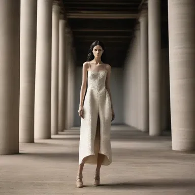 The fashion designer presented a unique collection inspired by the shape and texture of traditional silos.