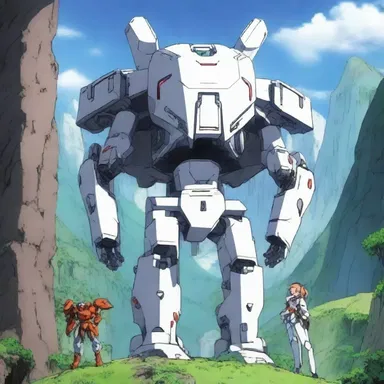 In the popular anime series, the protagonists discover a secret silo hidden beneath a mountain, containing advanced robotic suits for battle.