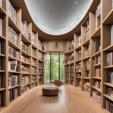 The modern house design features a unique silo structure that serves as a storage space for the homeowner's extensive book collection.
