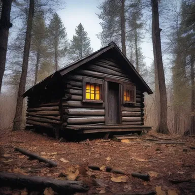 The abandoned cabin in the woods seemed even more eerie when they caught a glimpse of a pair of glowing eyes - belonging to a fierce catamount.