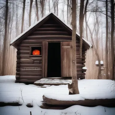 The abandoned cabin in the woods seemed even more eerie when they caught a glimpse of a pair of glowing eyes - belonging to a fierce catamount.
