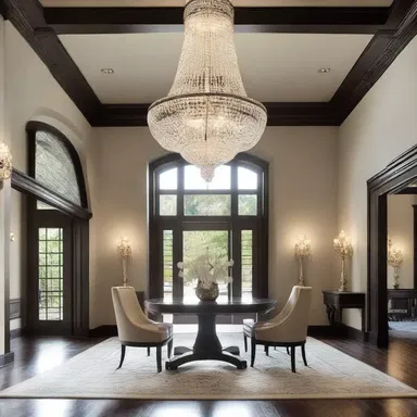 The grand chandelier in the luxurious mansion was inspired by the sleek and elegant catamount.