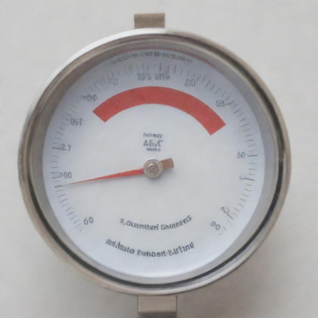 A detailed, high-quality image of the back of a meat thermometer with its metallic body and calibration adjustments.