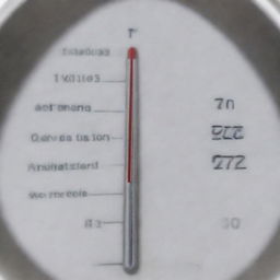 A detailed, high-quality image of the back of a meat thermometer with its metallic body and calibration adjustments.