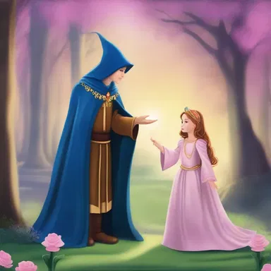 In the enchanted realm of magic, the young princess mistrusted the cunning sorcerer's intentions.