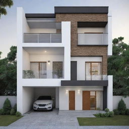 Generate a modern house plan with a length of 12 meters and a width of 11 meters.