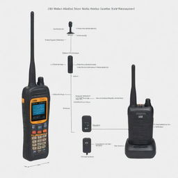 Generate a block diagram titled 'SureSecure: Elevating Safety with an Advanced Walkie Talkie System', illustrating the signal flow from the walkie talkie to the antenna and other associated parts.