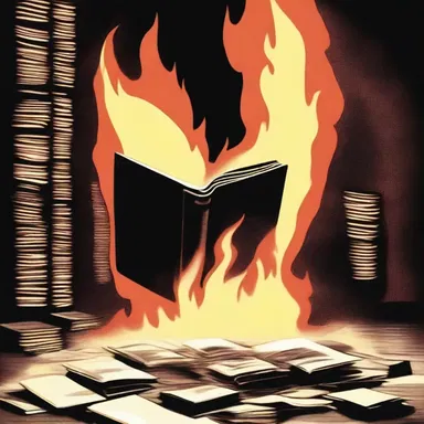 In Ray Bradbury's novel Fahrenheit 451, the government creates a barrier by burning books to control information.