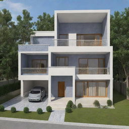 Generate a detailed blueprint of a modern Yemeni house with a floor area of 12m by 11m.
