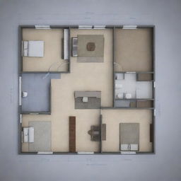 Generate a detailed blueprint of a modern Yemeni house with a floor area of 12m by 11m.