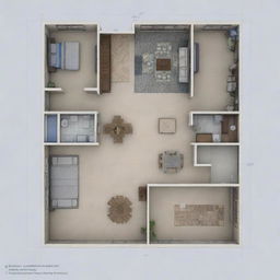 Generate a detailed blueprint of a modern Yemeni house with a floor area of 12m by 11m.