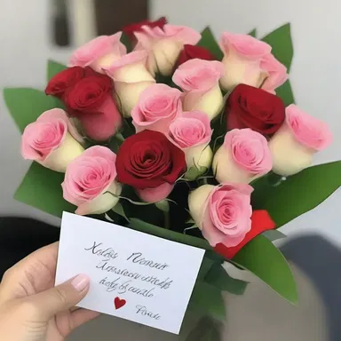 As a gesture of love, he sent her a bouquet of roses with a card that read 'XCV - our meaningful milestone together.'