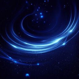 A mystical dark blue background with magical sparkles and ethereal light swirls.