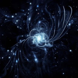 A dark blue background infused with magical energy, glimmering spells and swirling mystical patterns.