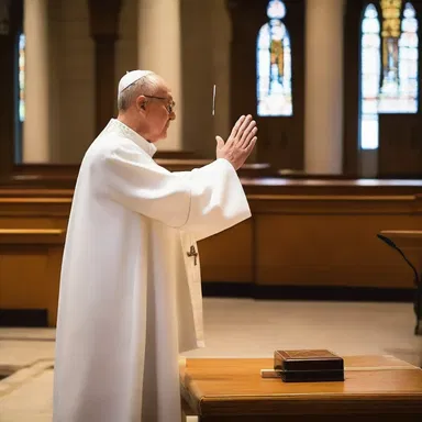 During worship, the priest pressed the buzzer to signal the end of the prayer.