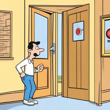 In the cartoon, when the main character pushed the buzzer on the front door, a comical sound effect played.