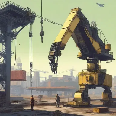 In a dystopian future, the longshoreman plugged his bionic arm into the loading crane, effortlessly unloading the cargo from the alien spaceship.