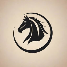 Create a sleek and modern logo for a unisex sports wear brand, prominently featuring a stylized horse.