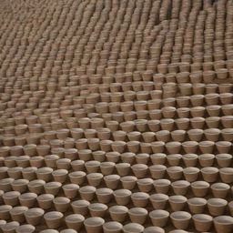 An astounding array of 100,000 cups of steaming tea, each cup unique yet harmoniously co-existing.