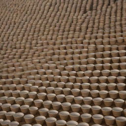 An astounding array of 100,000 cups of steaming tea, each cup unique yet harmoniously co-existing.