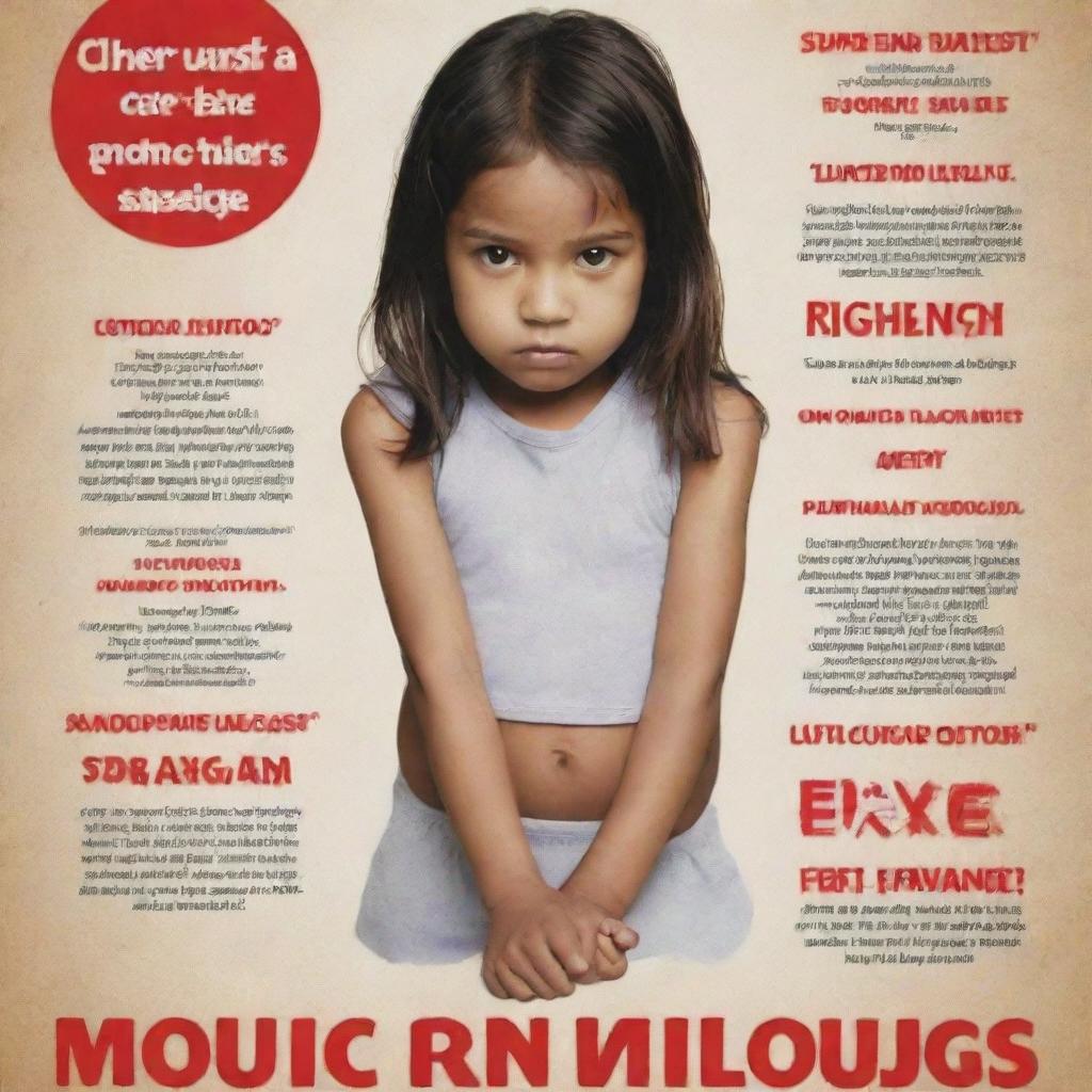 An empowering anti-child sexual abuse poster featuring strong symbolic elements promoting child protection and awareness, avoiding any graphic content.