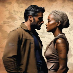 This digital art piece now depicts a more war-torn scenario between Tati Gabrielle and Oscar Isaac