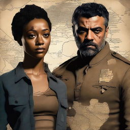 This digital art piece now depicts a more war-torn scenario between Tati Gabrielle and Oscar Isaac