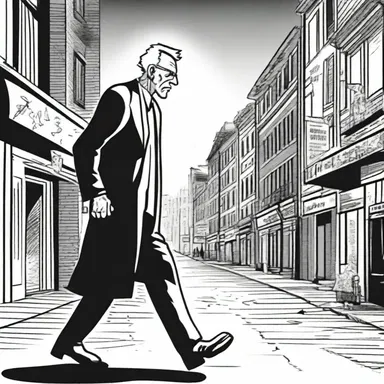 The transient, depicted in a comic strip, was a mysterious figure who brought temporary chaos to the city before disappearing into the night.