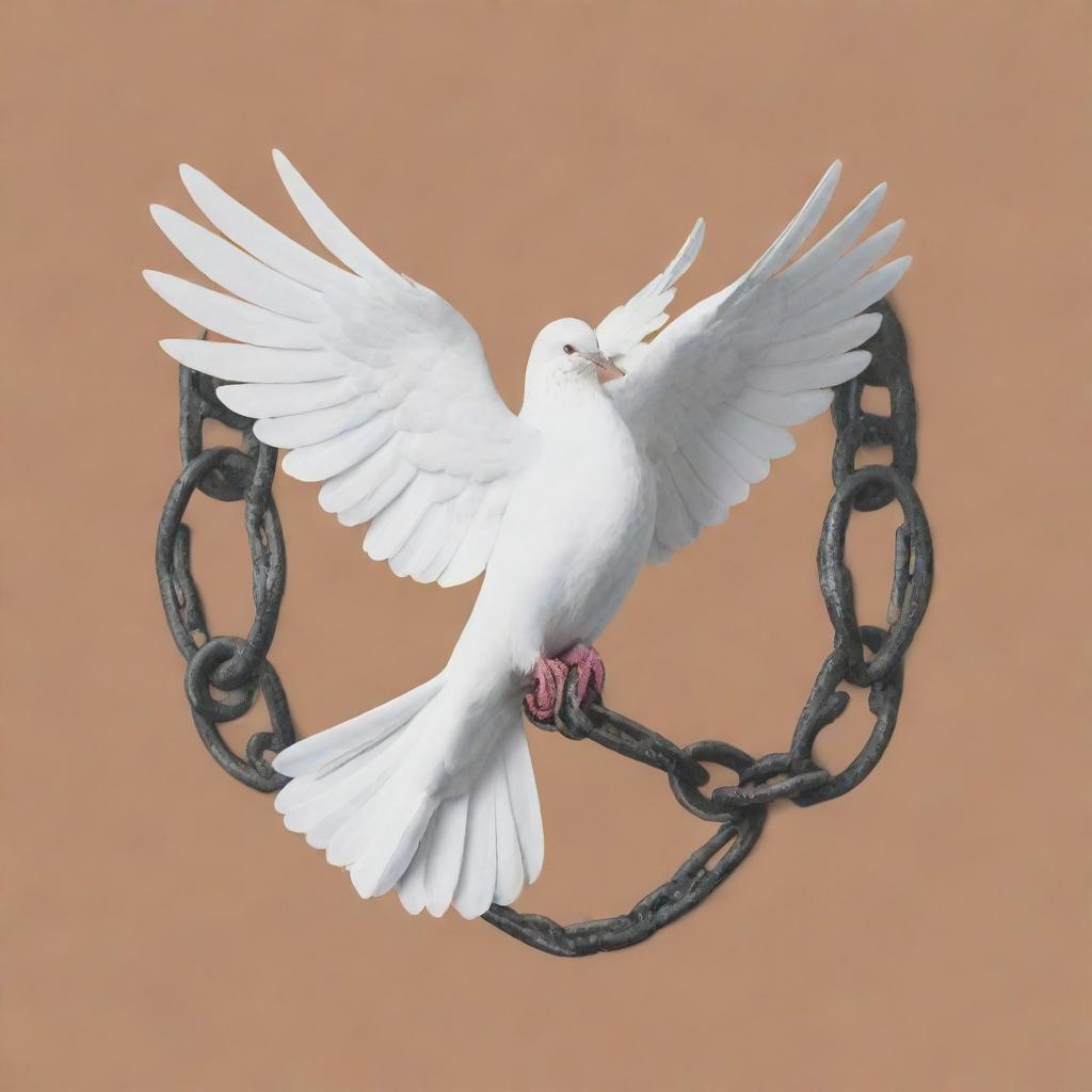 A powerful anti-violence poster featuring a broken chain, a peace dove, and impactful typography in both Arabic and English, all composed with a stark and urgent color palette.