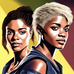 A high-quality digital art portrait featuring Marie Avgeropoulos and Tati Gabrielle