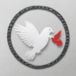 A powerful anti-violence poster featuring a broken chain, a peace dove, and impactful typography in both Arabic and English, all composed with a stark and urgent color palette.