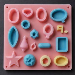 Detailed collection of silicon molds for resin casting. Display an array of unique shapes and sizes, showcasing high flexibility, made for crafting intricate resin creations.