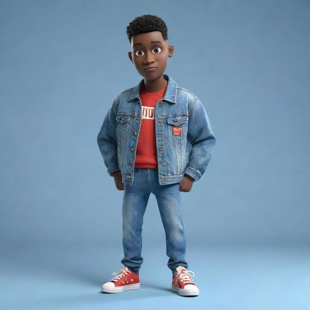 3D illustration of an animated character, dressed casually with a denim jacket and sneakers, holding the Youtube logo. The phrase 'Channel med kas' is also visible. The image includes a tasteful background.