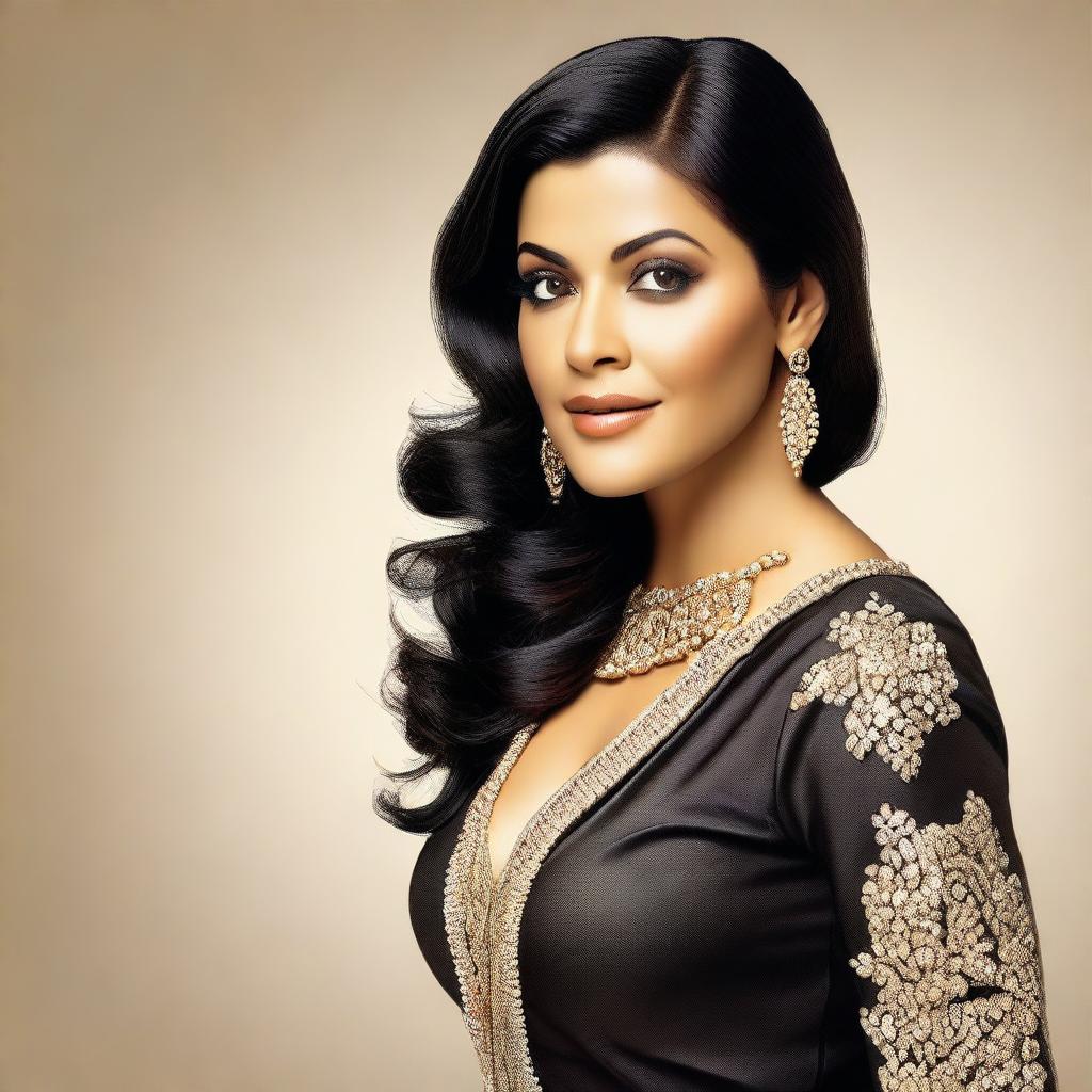 A tasteful, high-quality 3D render of Bollywood actress Kajol Devgan