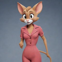 Generate a unique interpretation of the classic characters Tom and Jerry redrawn as female versions