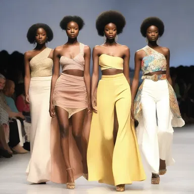 The fashion show featured a stunning display of garments, showcasing the diverseness of styles and designs.