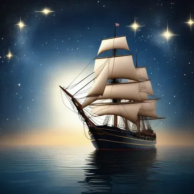 The ship sailed in a southeasterly direction, guided by the stars.