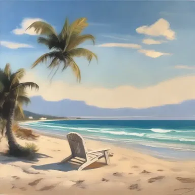 The artist painted a beautiful landscape depicting a serene beach as the destination, inviting viewers to imagine themselves in that idyllic setting.